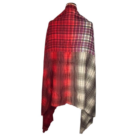 Hellen Van Berkel Heartmade Prints Women's Scarf Red Plaid Wool Fall - Picture 1 of 6